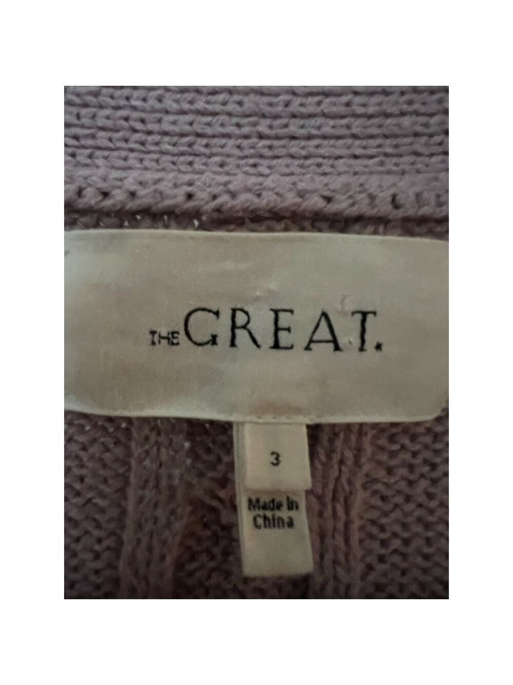 Women's THE GREAT. Mauve Cable Knit Cardigan Size L - Picture 2 of 4